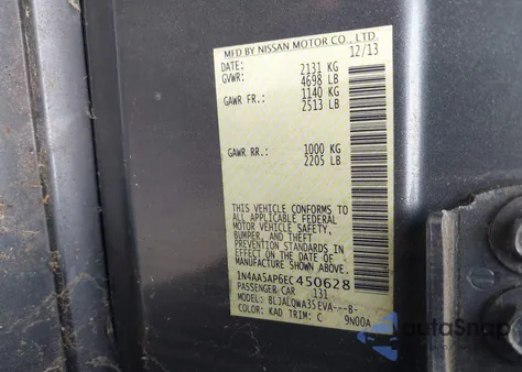 2014 Nissan Maxima 3.5 S/3.5 Sv from USA, damaged, VIN 1N4AA5AP6EC450628